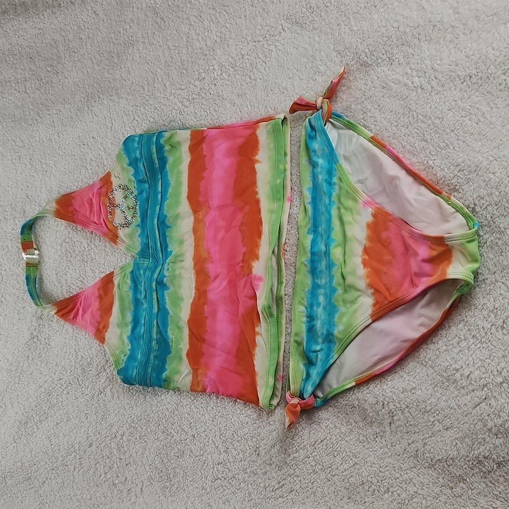OP 2 piece peace sign colorful girls XL